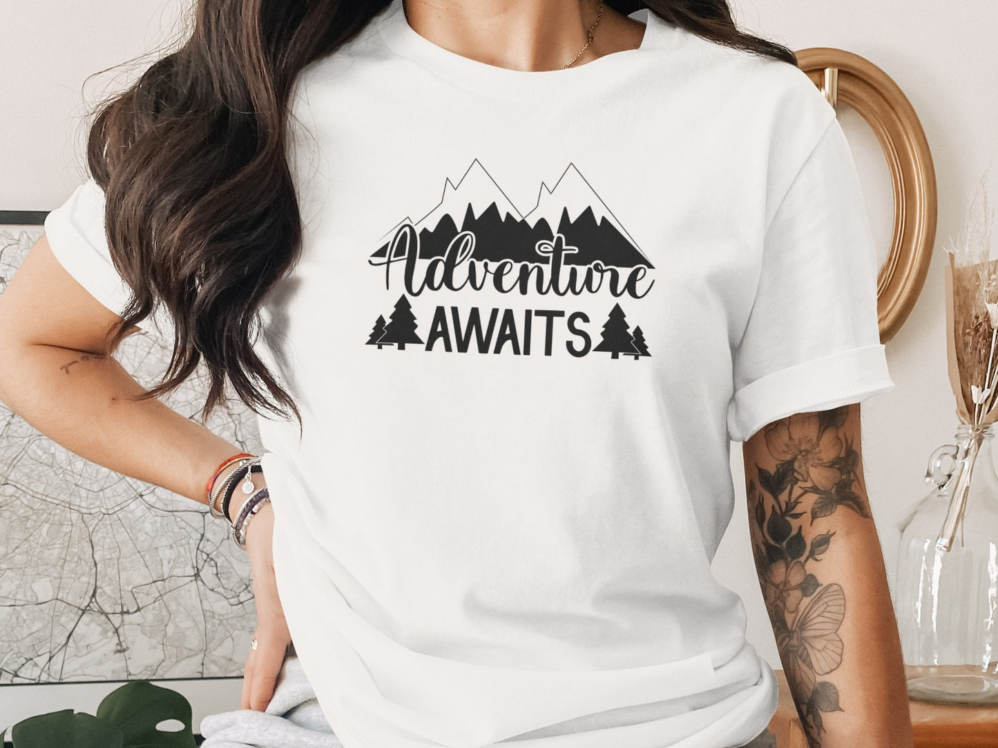 Adventure Awaits Mountains Nature Lover Graphic T-Shirt T-Shirt - Outdoor & Adventure Collection - Mile Marker 16 Gear by Cloud 16 Clothing Co.