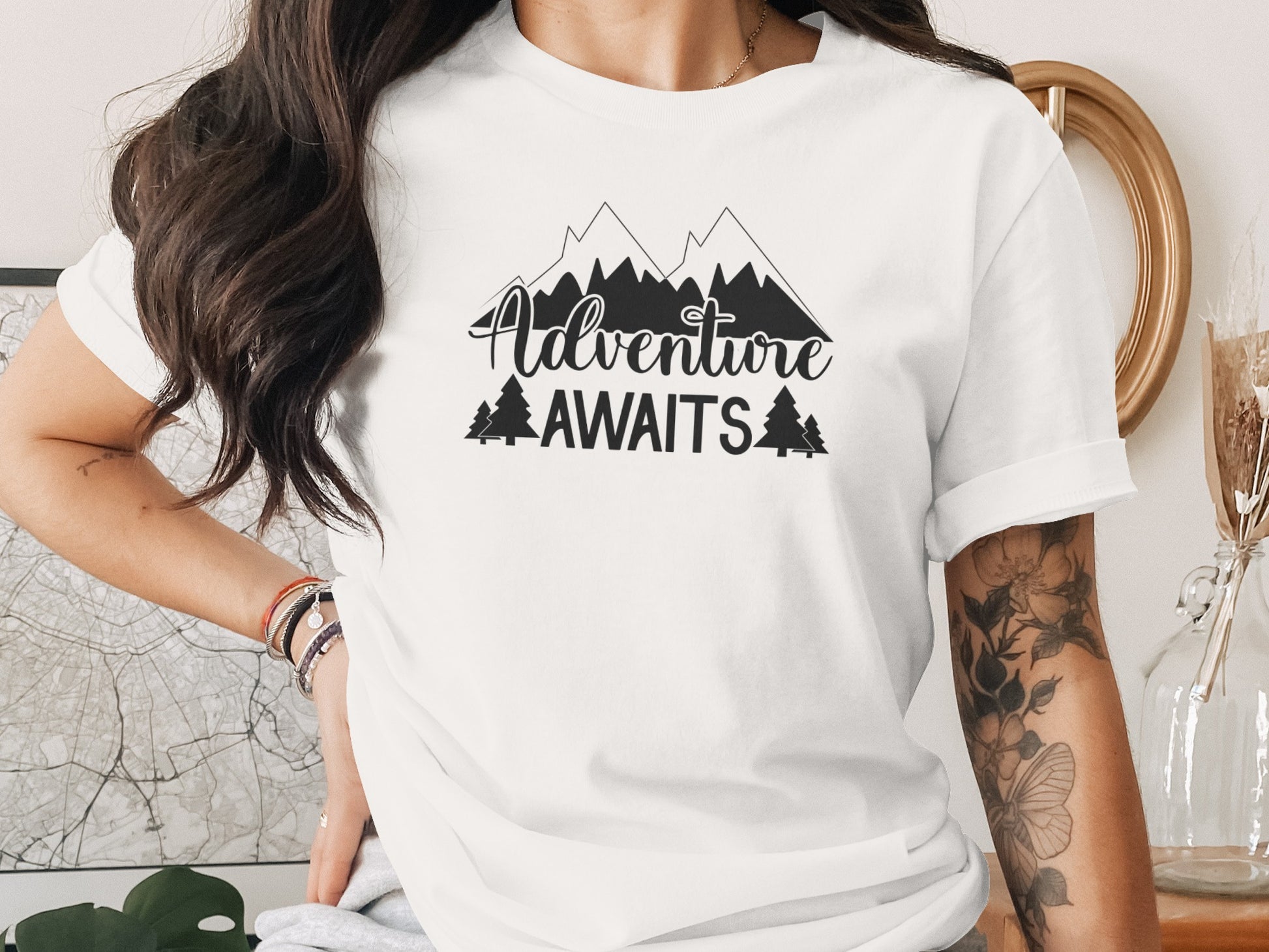 Adventure Awaits Mountains Nature Lover Graphic T-Shirt T-Shirt - Outdoor & Adventure Collection - Mile Marker 16 Gear by Cloud 16 Clothing Co.