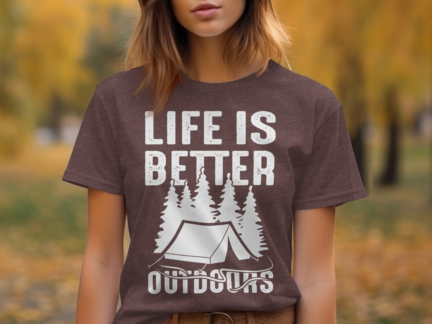 Life Is Better Outdoors Camping Tent Graphic Novelty T-Shirt T-Shirt - Outdoor & Adventure Collection - Mile Marker 16 Gear by Cloud 16 Clothing Co.