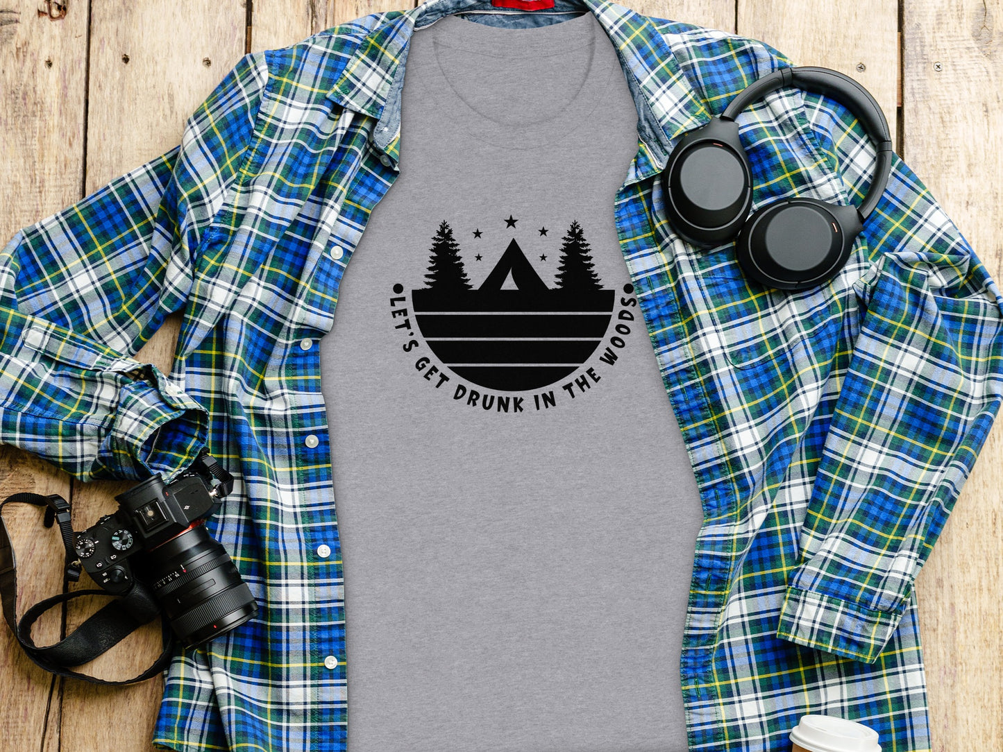 Let's Get Drunk In The Woods Camping Adventure T-Shirt T-Shirt - Outdoor & Adventure Collection - Mile Marker 16 Gear by Cloud 16 Clothing Co.