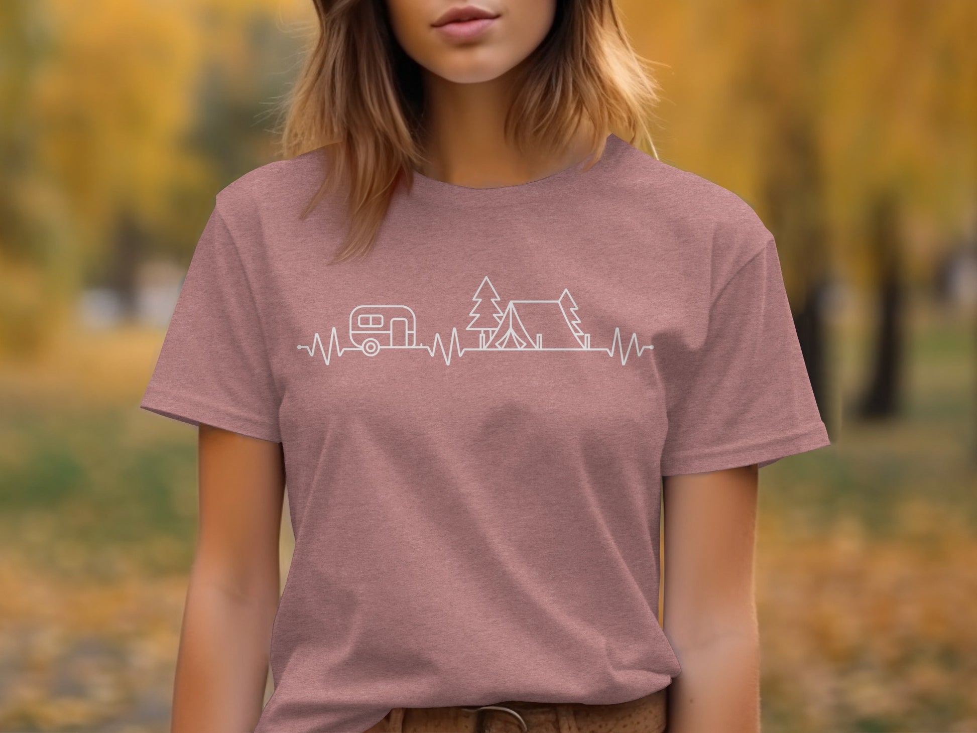 Camping Heartbeat Graphic Summer Outdoor Adventure T-Shirt T-Shirt - Outdoor & Adventure Collection - Mile Marker 16 Gear by Cloud 16 Clothing Co.