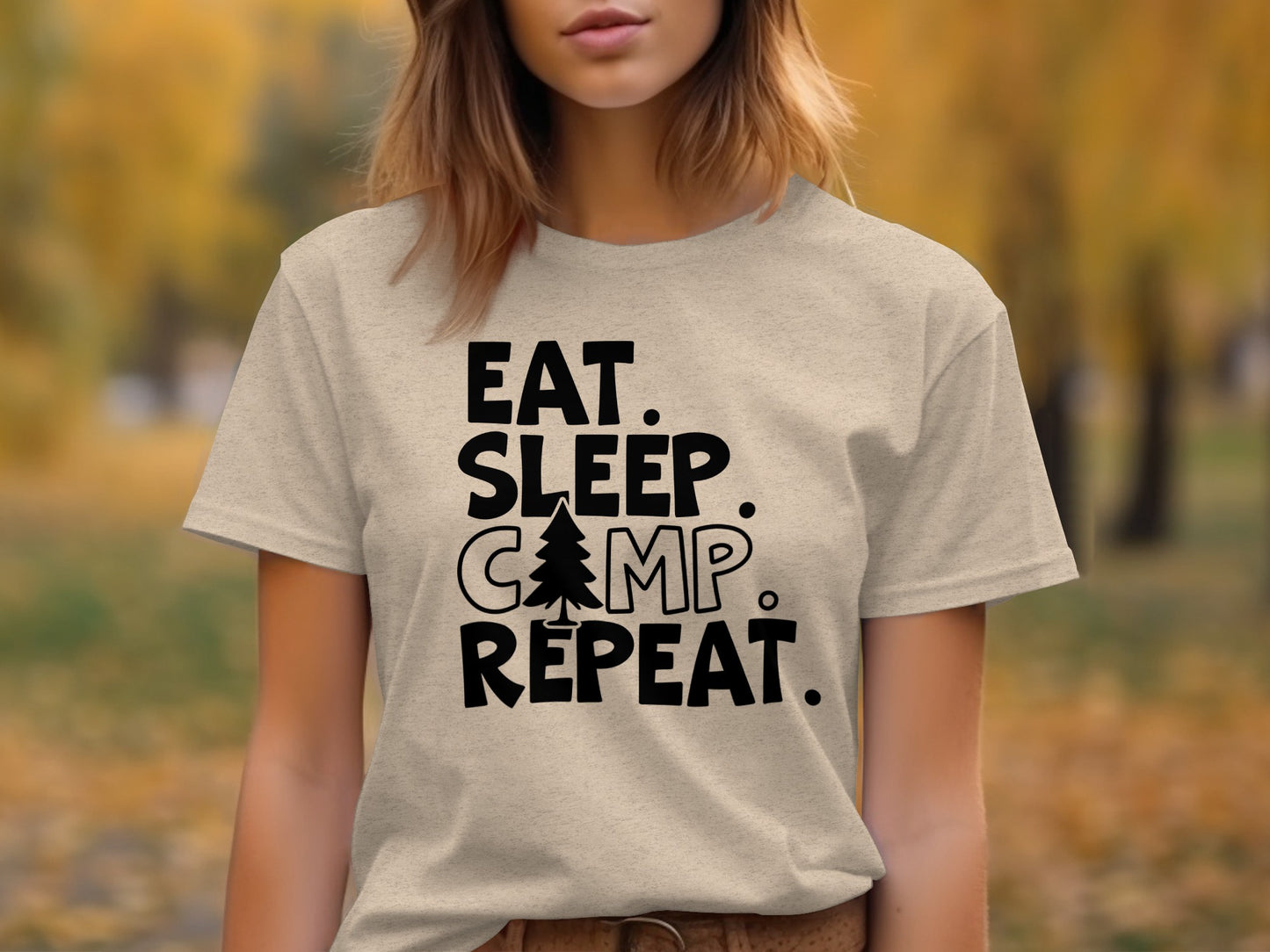 Eat Sleep Camp Repeat With Pine Tree Graphic T-Shirt T-Shirt - Outdoor & Adventure Collection - Mile Marker 16 Gear by Cloud 16 Clothing Co.