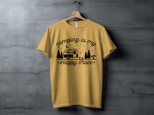 Camping Is My Happy Place Adventure Graphic T-Shirt T-Shirt - Outdoor & Adventure Collection - Mile Marker 16 Gear by Cloud 16 Clothing Co.