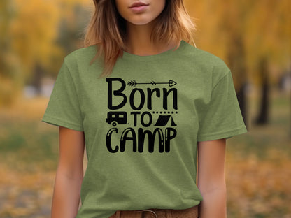 Born To Camp With Tent And Camper Fun Outdoors T-Shirt T-Shirt - Outdoor & Adventure Collection - Mile Marker 16 Gear by Cloud 16 Clothing Co.