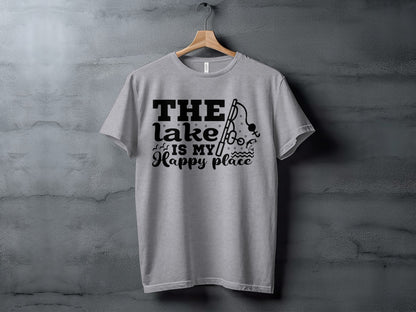 The Lake Is My Happy Place Fishing Illustration T-Shirt T-Shirt - Outdoor & Adventure Collection - Mile Marker 16 Gear by Cloud 16 Clothing Co.