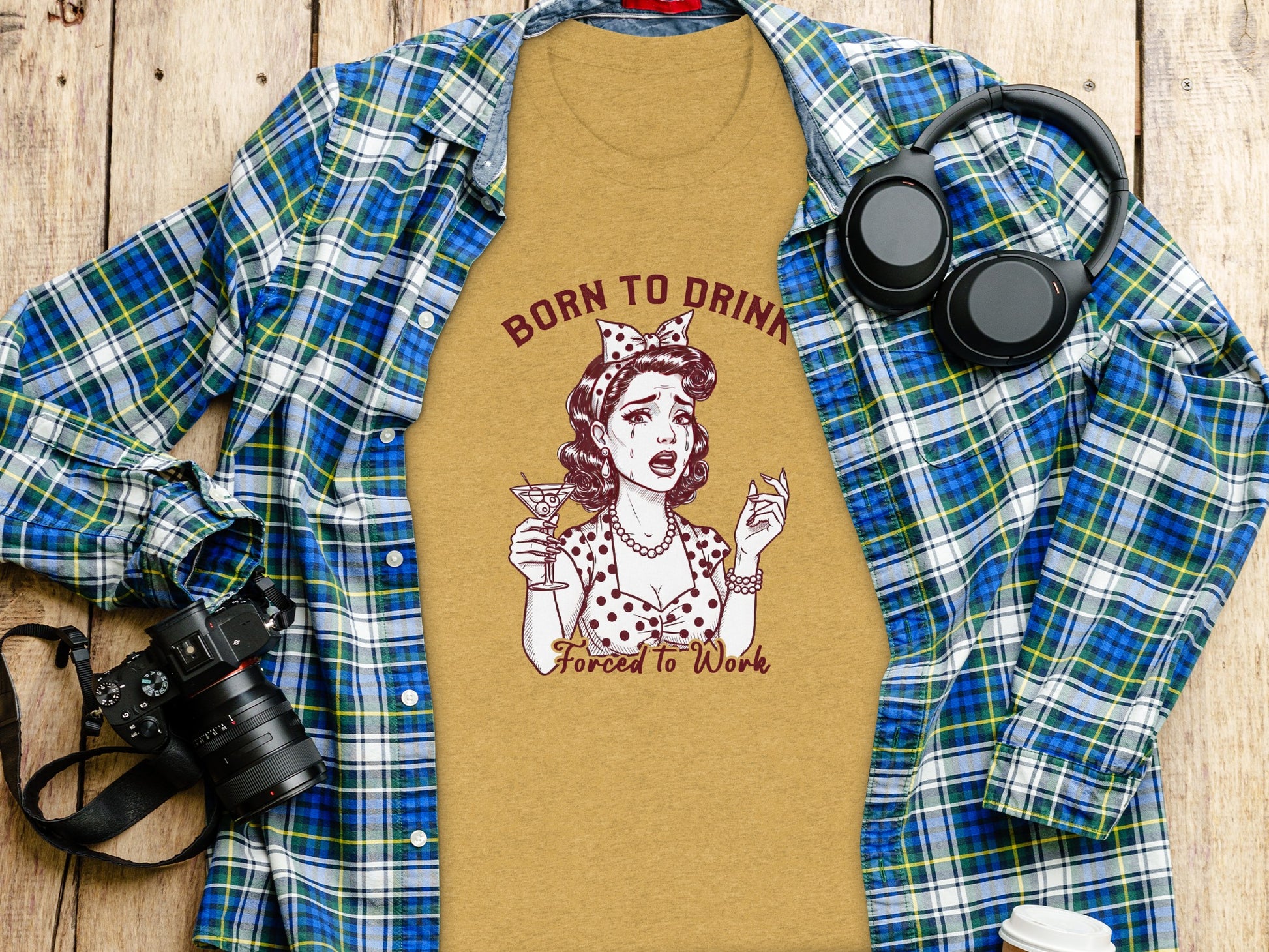 Born to Drink Forced to Work Graphic Print T-shirt