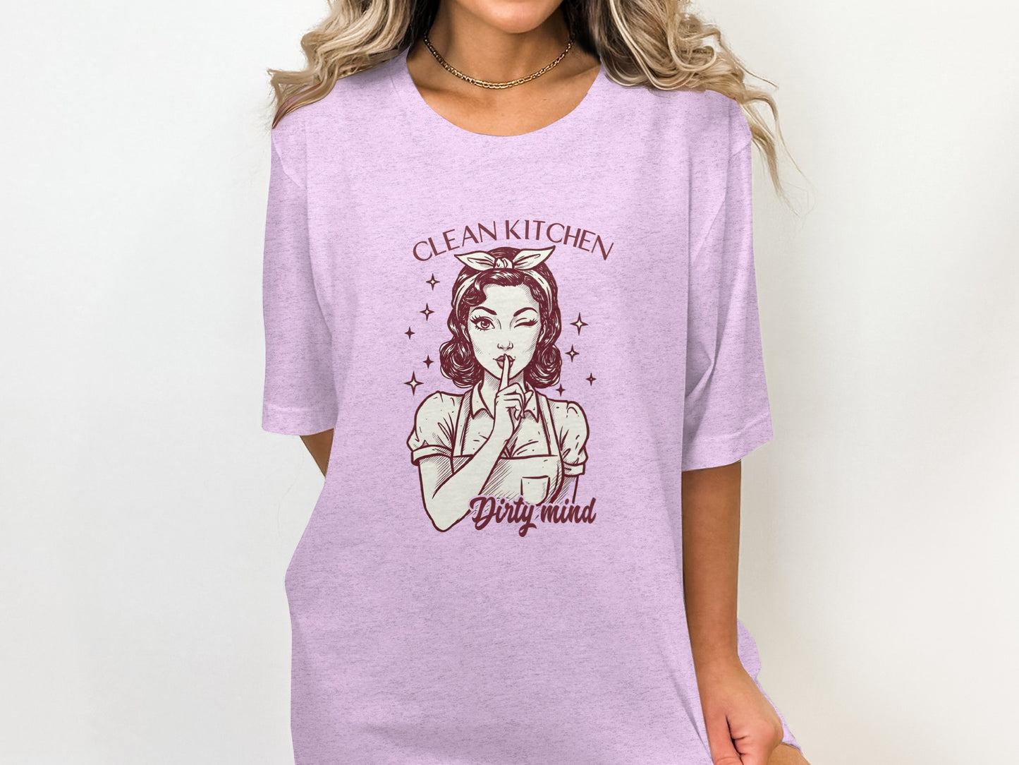 Clean Kitchen Dirty Mind Graphic Tee Shirt
