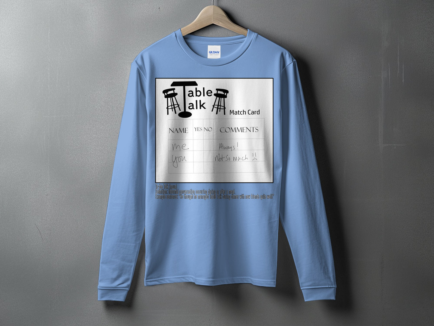 Table Talk Match Card Graphic Long Sleeve Shirt