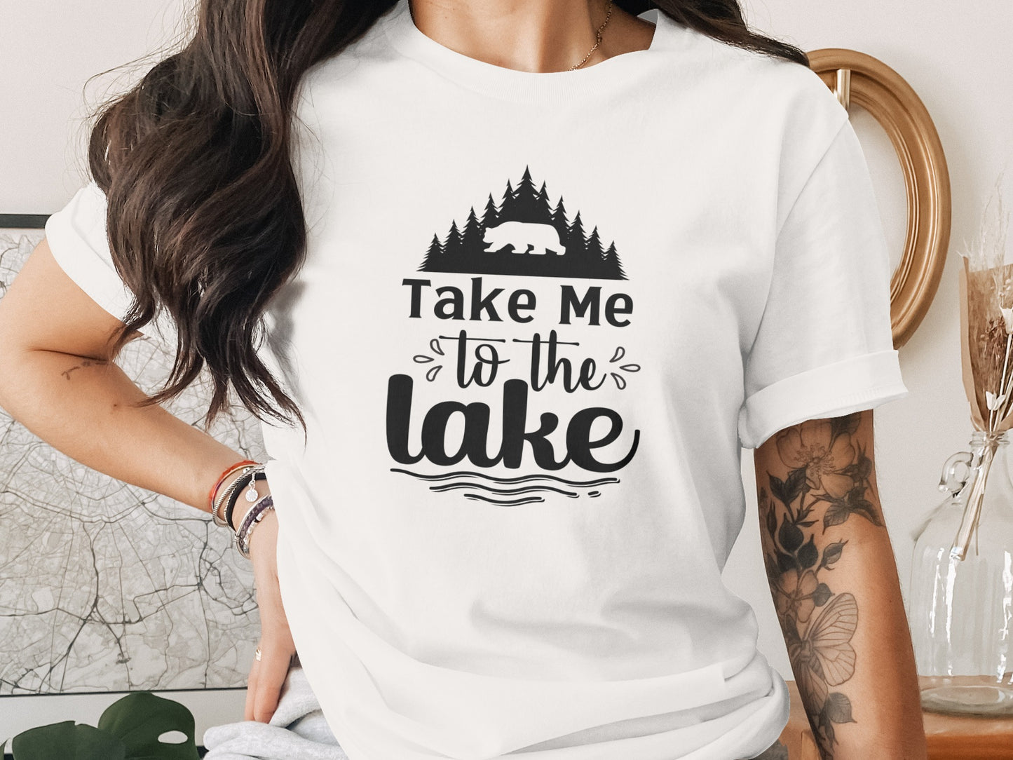 Take Me To the Lake Bear and Trees Design T-Shirt T-Shirt - Outdoor & Adventure Collection - Mile Marker 16 Gear by Cloud 16 Clothing Co.
