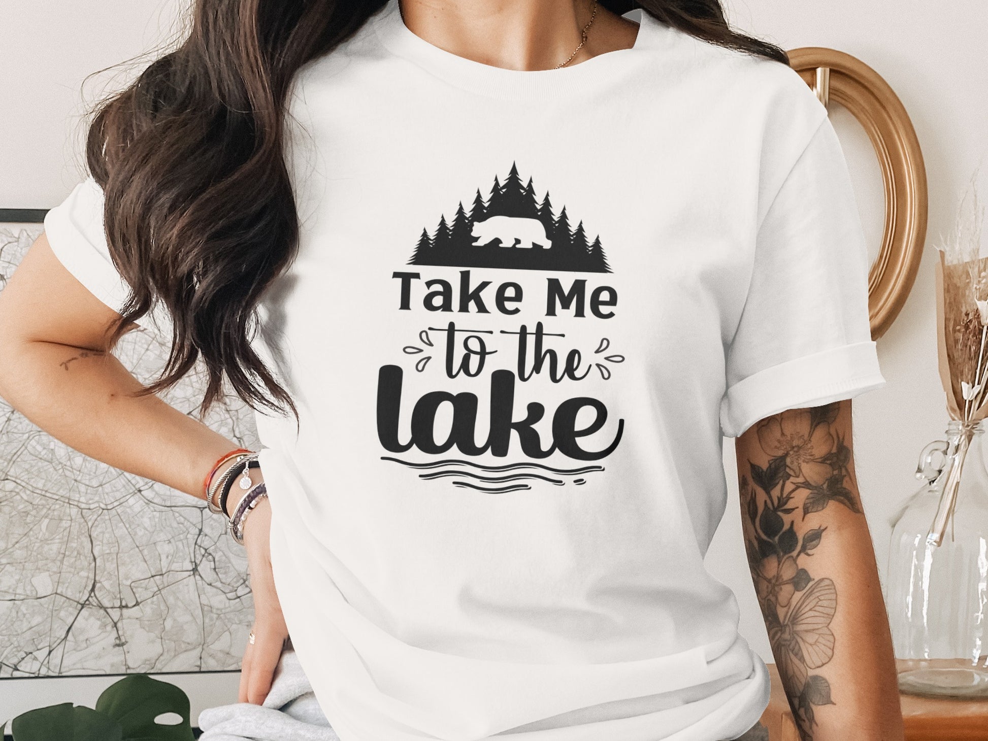Take Me To the Lake Bear and Trees Design T-Shirt T-Shirt - Outdoor & Adventure Collection - Mile Marker 16 Gear by Cloud 16 Clothing Co.