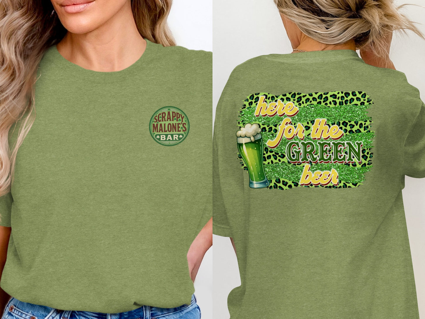 Scrappy Malone's Bar, Irish Pub Design, Clover Shamrock Graphic, Vintage Style Sign, Retro Bar Logo, Gift Idea, St Patrick's Day T-Shirt - Scrappy Malone's Bar 100-Proof Humor - Cloud 16 Clothing Co.