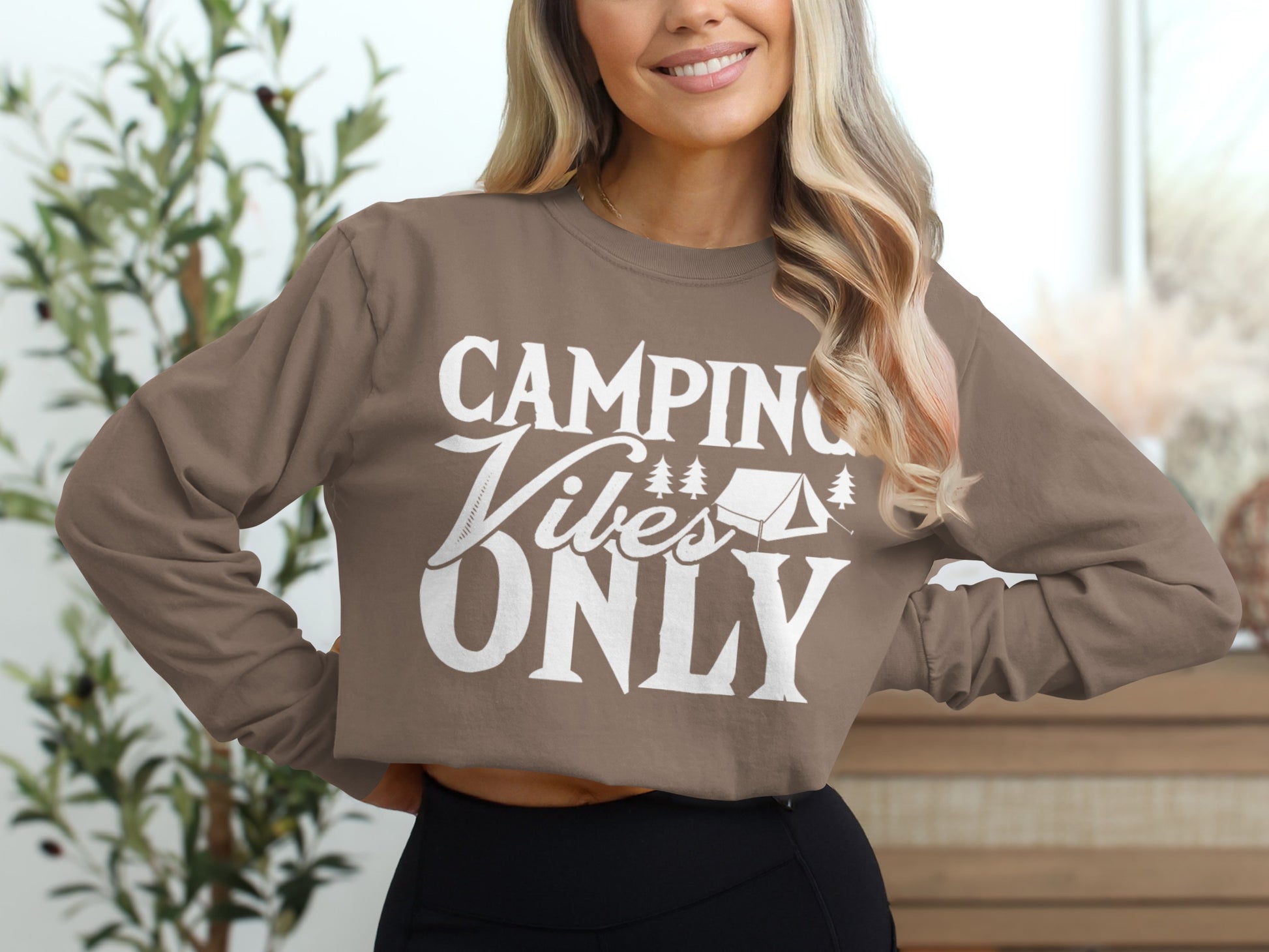 Camping Vibes Only Graphic Long-Sleeve Shirt