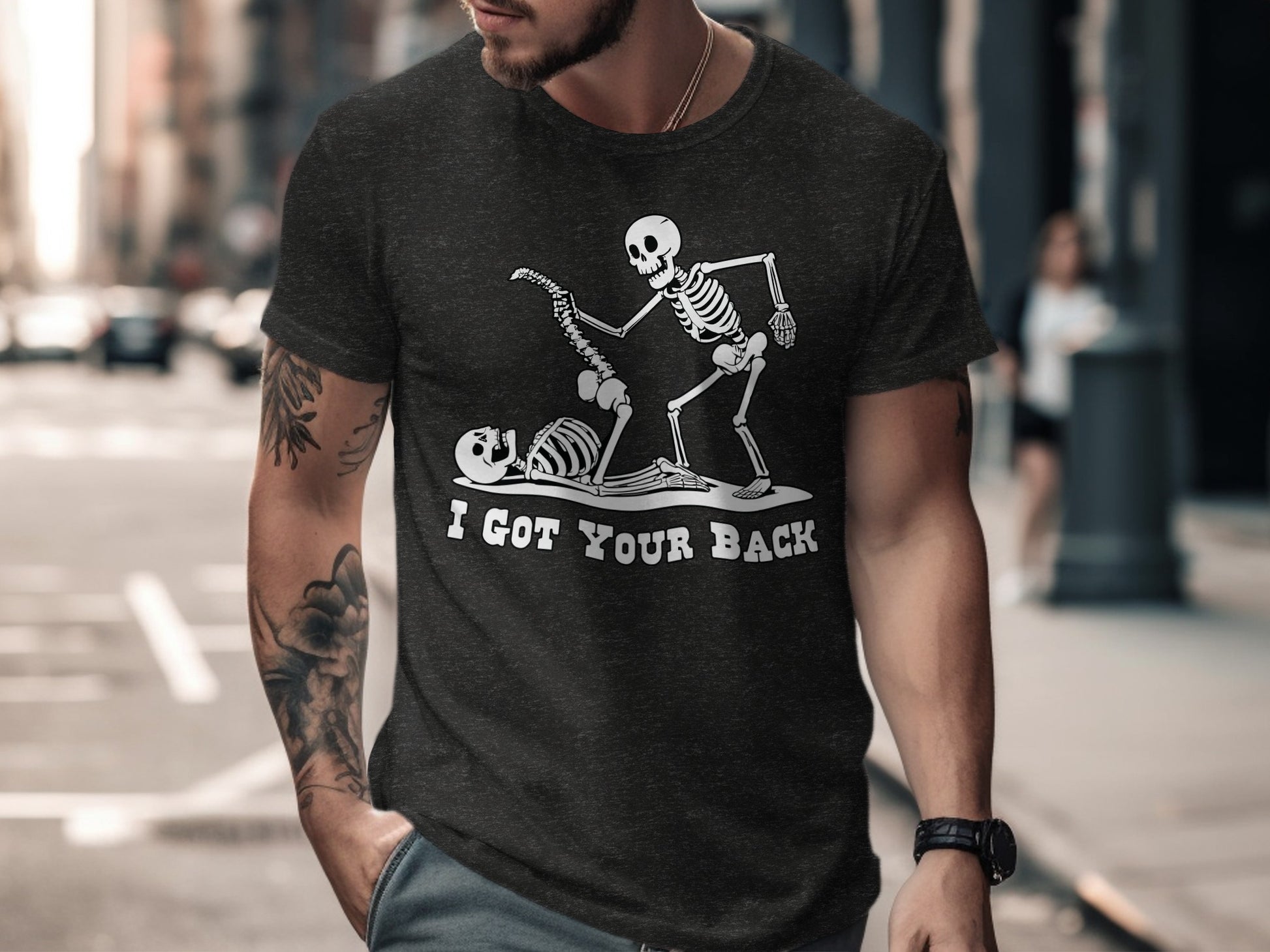 Skeleton Design I Got Your Back Graphic Tee