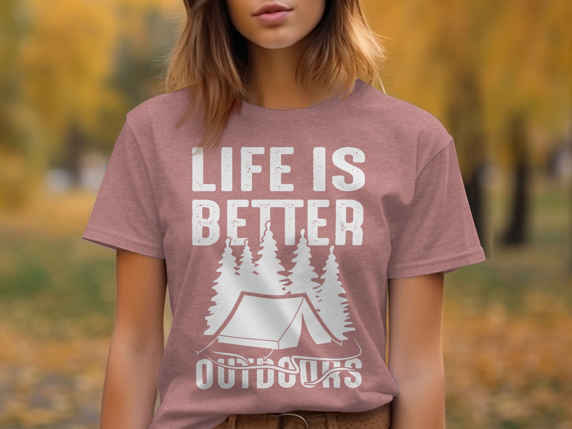 Life Is Better Outdoors Camping Tent Graphic Novelty T-Shirt T-Shirt - Outdoor & Adventure Collection - Mile Marker 16 Gear by Cloud 16 Clothing Co.