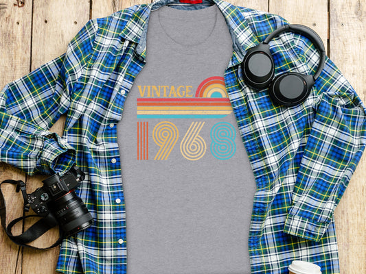 Vintage 1968 Retro Rainbow Design Graphic Shirt