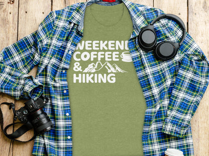 Weekends Coffee And Hiking Graphic Design Funny T-Shirt T-Shirt - Outdoor & Adventure Collection - Mile Marker 16 Gear by Cloud 16 Clothing Co.