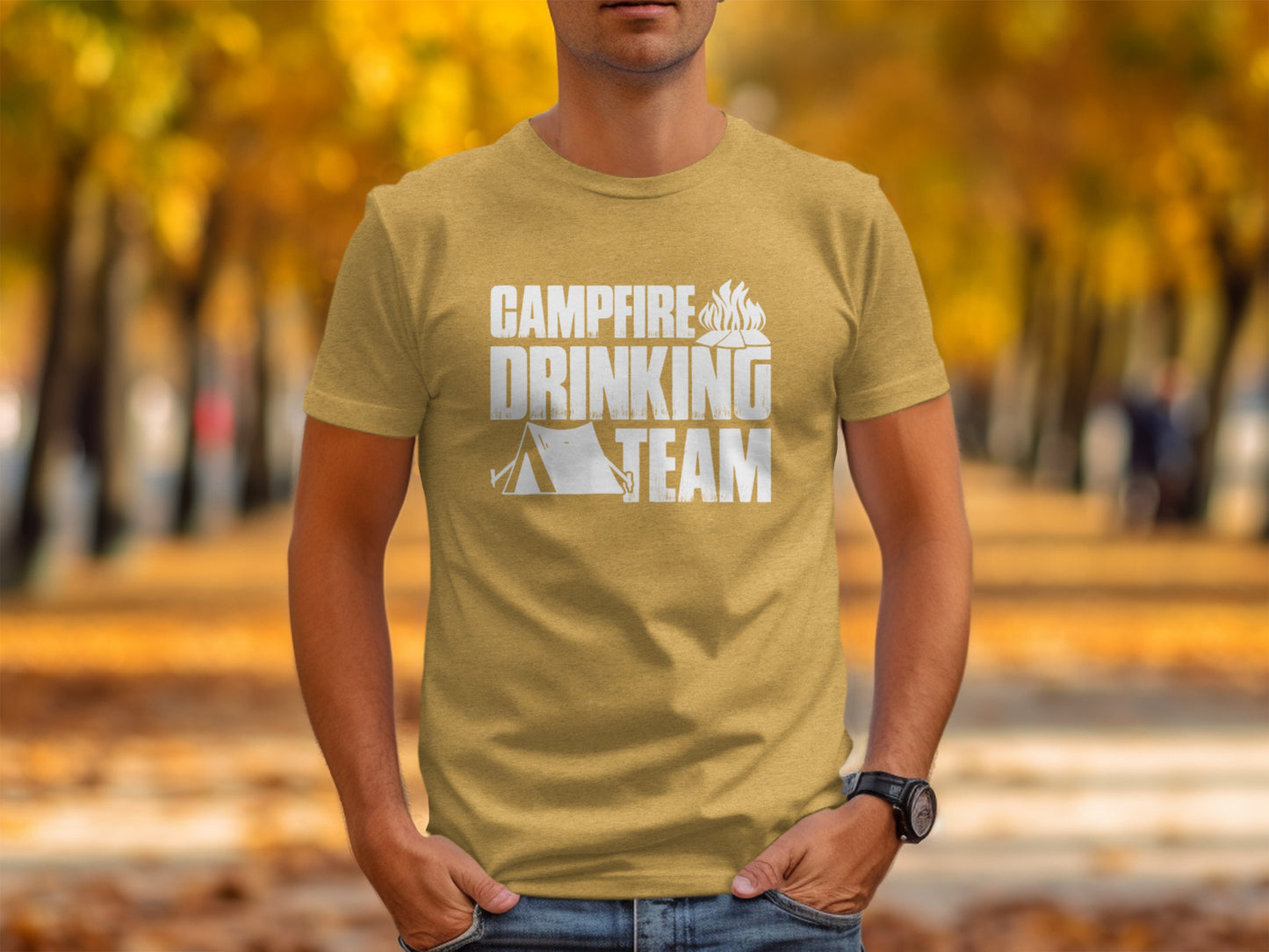 Campfire Drinking Team Tent Design Camping Adventure T-Shirt T-Shirt - Outdoor & Adventure Collection - Mile Marker 16 Gear by Cloud 16 Clothing Co.