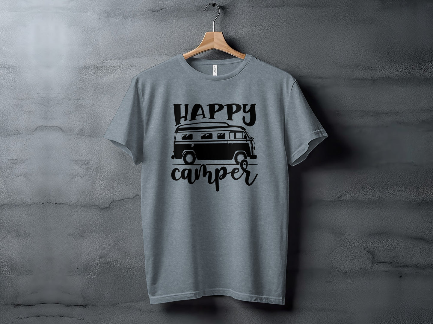 Happy Camper Volkswagen Van Road Trip Vacation T-Shirt T-Shirt - Outdoor & Adventure Collection - Mile Marker 16 Gear by Cloud 16 Clothing Co.