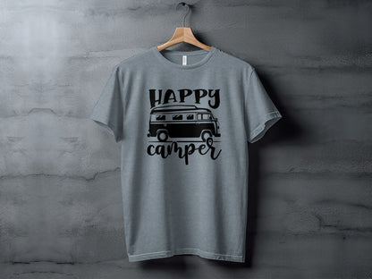 Happy Camper Volkswagen Van Road Trip Vacation T-Shirt T-Shirt - Outdoor & Adventure Collection - Mile Marker 16 Gear by Cloud 16 Clothing Co.