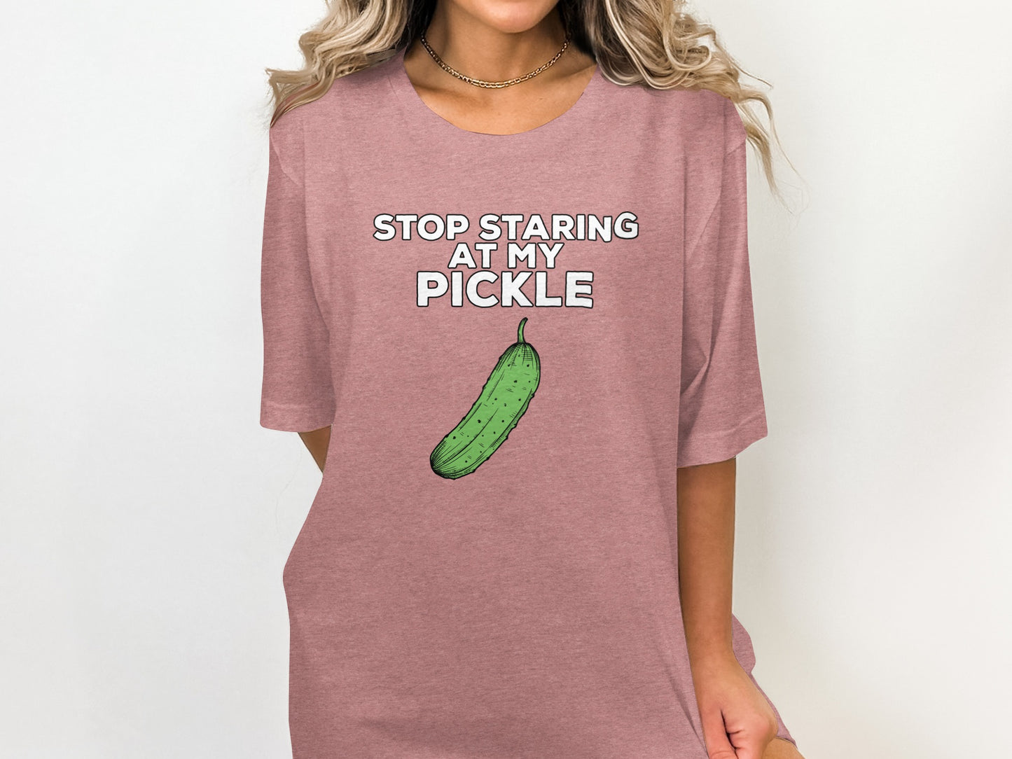 Stop Staring at My Pickle Funny Graphic Shirt