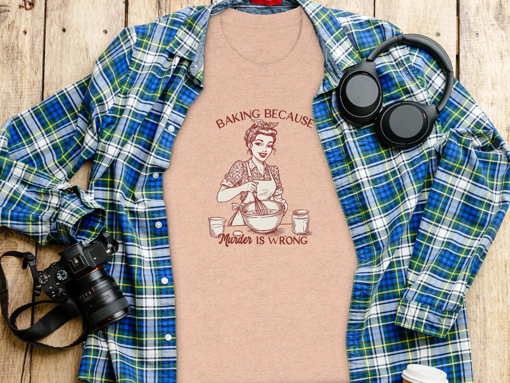 Baking Because Murder Is Wrong Graphic T-Shirt
