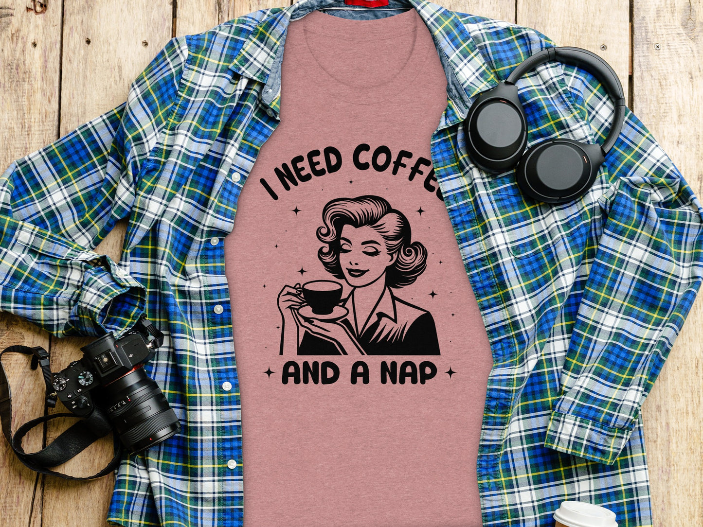 I Need Coffee And A Nap Retro Style Graphic Tee