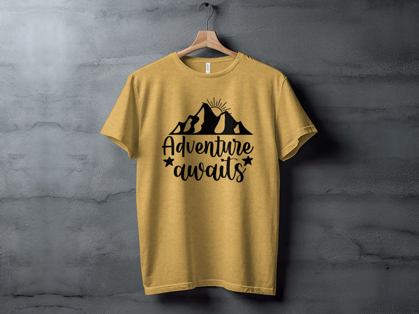 Adventure Awaits with Mountain and Star Graphic T-Shirt T-Shirt - Outdoor & Adventure Collection - Mile Marker 16 Gear by Cloud 16 Clothing Co.