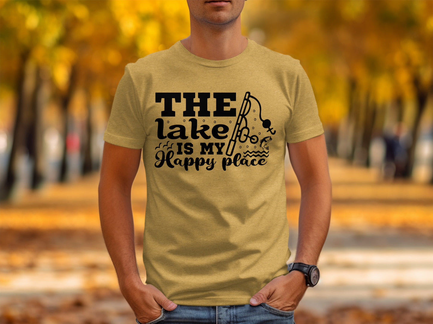 The Lake Is My Happy Place Fishing Illustration T-Shirt T-Shirt - Outdoor & Adventure Collection - Mile Marker 16 Gear by Cloud 16 Clothing Co.