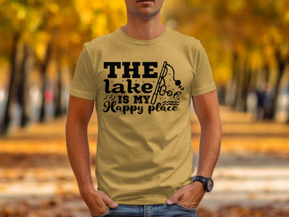 The Lake Is My Happy Place Fishing Illustration T-Shirt T-Shirt - Outdoor & Adventure Collection - Mile Marker 16 Gear by Cloud 16 Clothing Co.