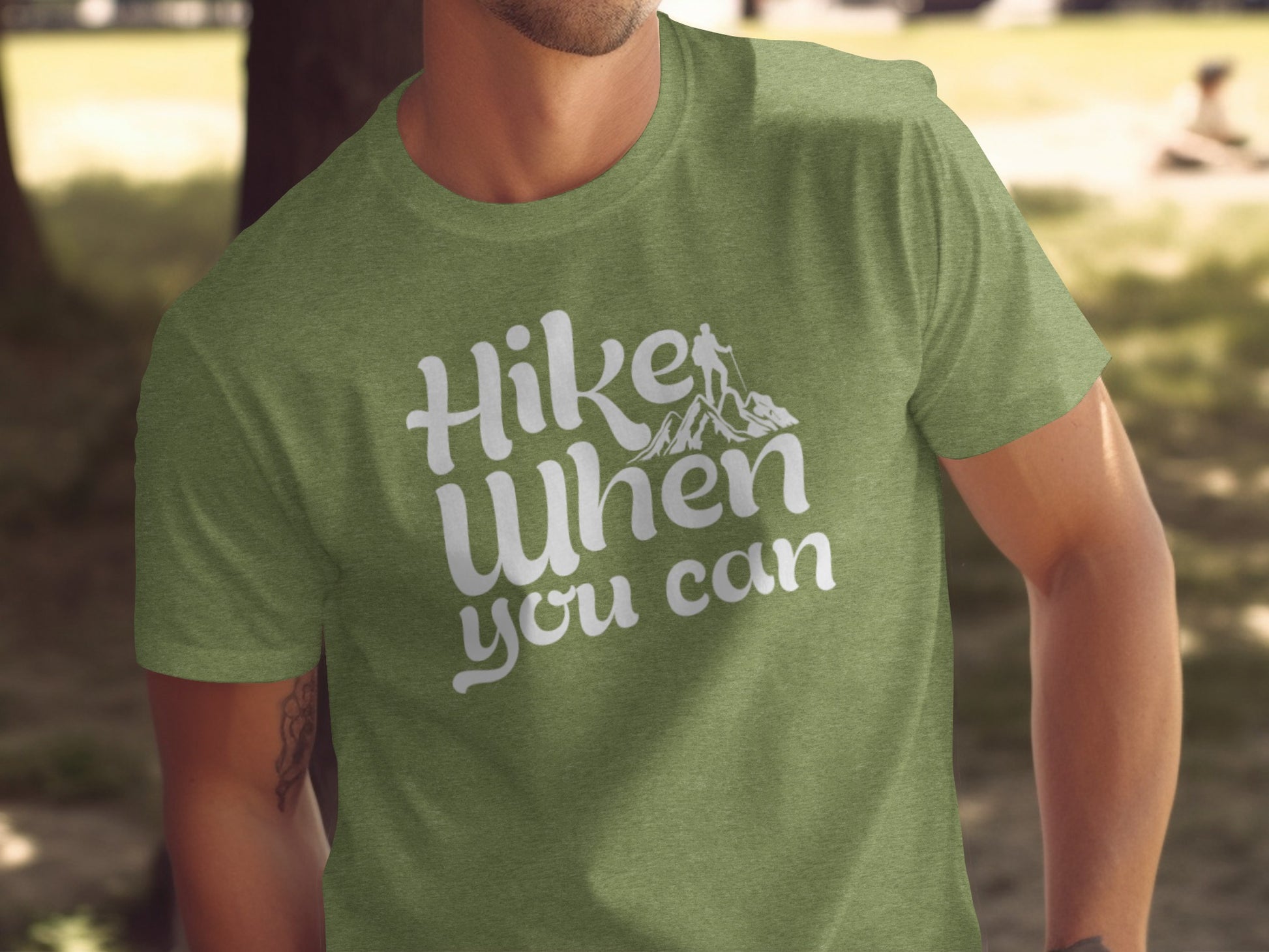 Hike When You Can Outdoor Adventure Design for Hiking T-Shirt T-Shirt - Outdoor & Adventure Collection - Mile Marker 16 Gear by Cloud 16 Clothing Co.