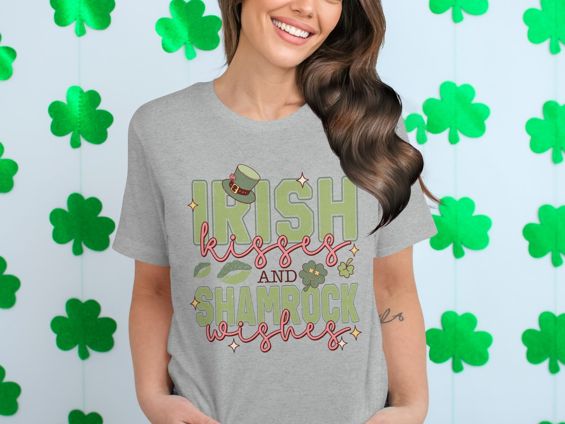 Irish Kisses and Shamrock Wishes St. Patrick's Day Tee