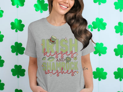 Irish Kisses and Shamrock Wishes St. Patrick's Day Tee
