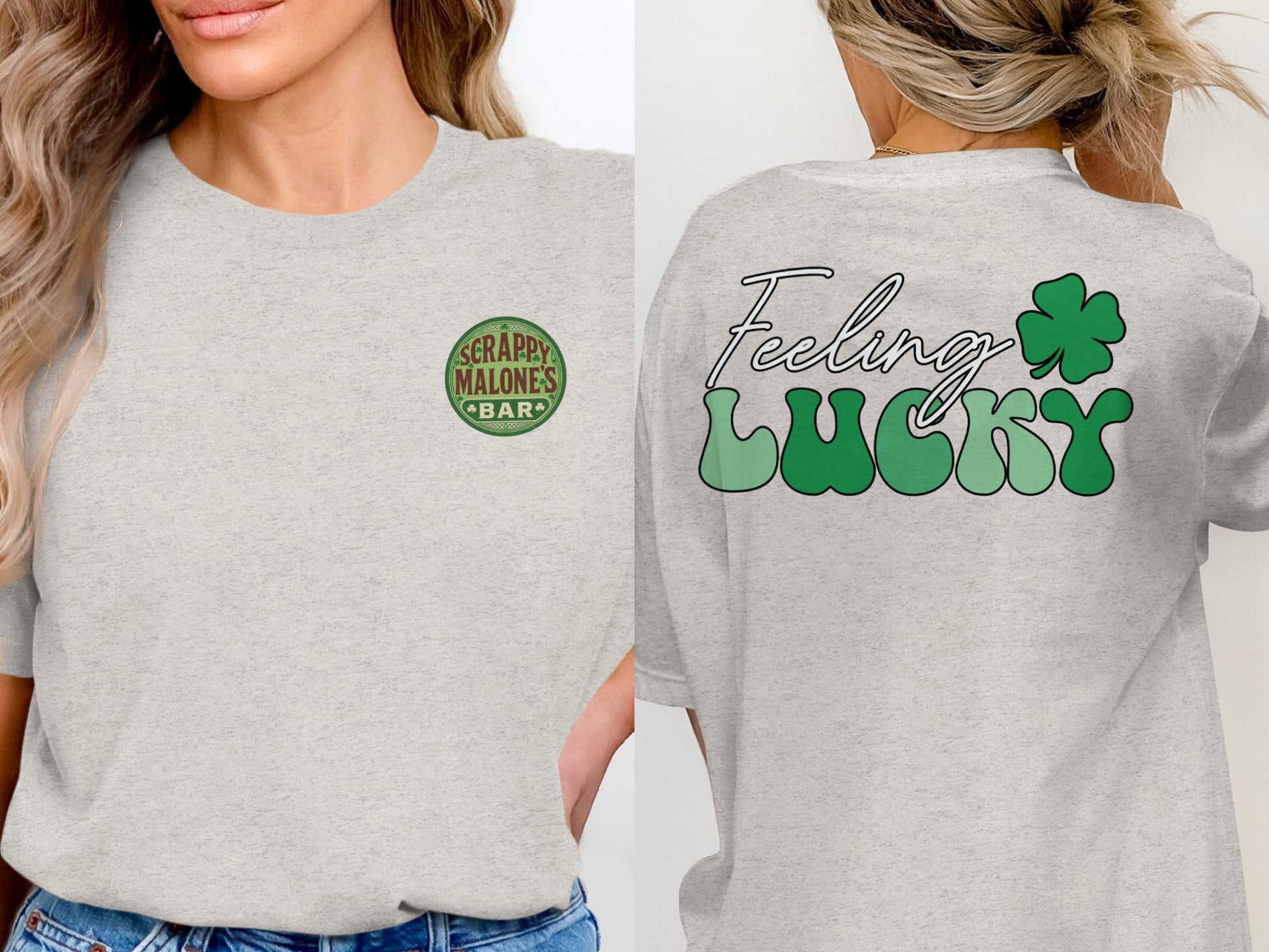 Scrappy Malone's Bar, Irish Pub, Shamrock, Round, Green, Vintage T-Shirt - Scrappy Malone's Bar 100-Proof Humor - Cloud 16 Clothing Co.