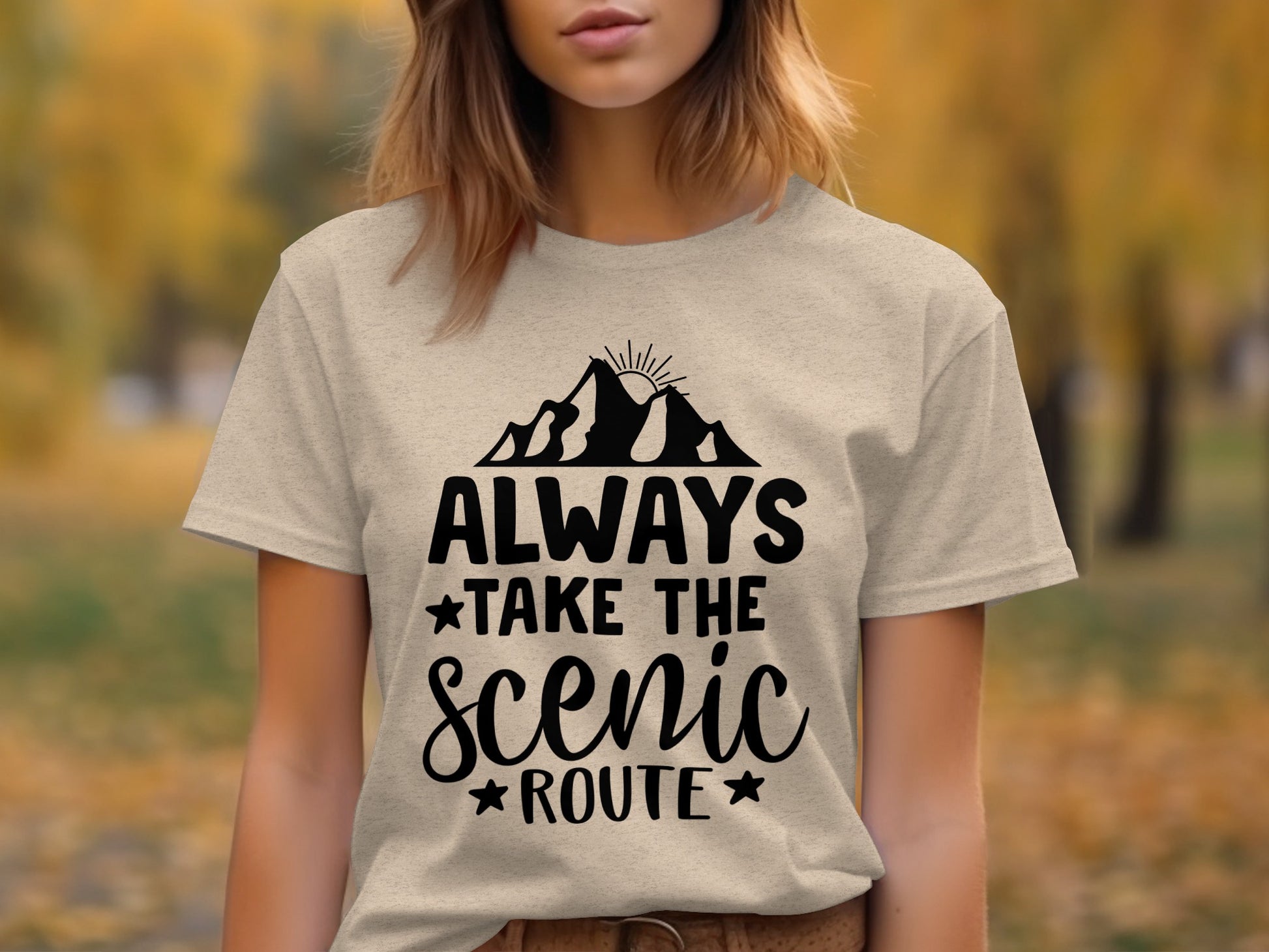 Always Take The Scenic Route With Mountains T-Shirt T-Shirt - Outdoor & Adventure Collection - Mile Marker 16 Gear by Cloud 16 Clothing Co.