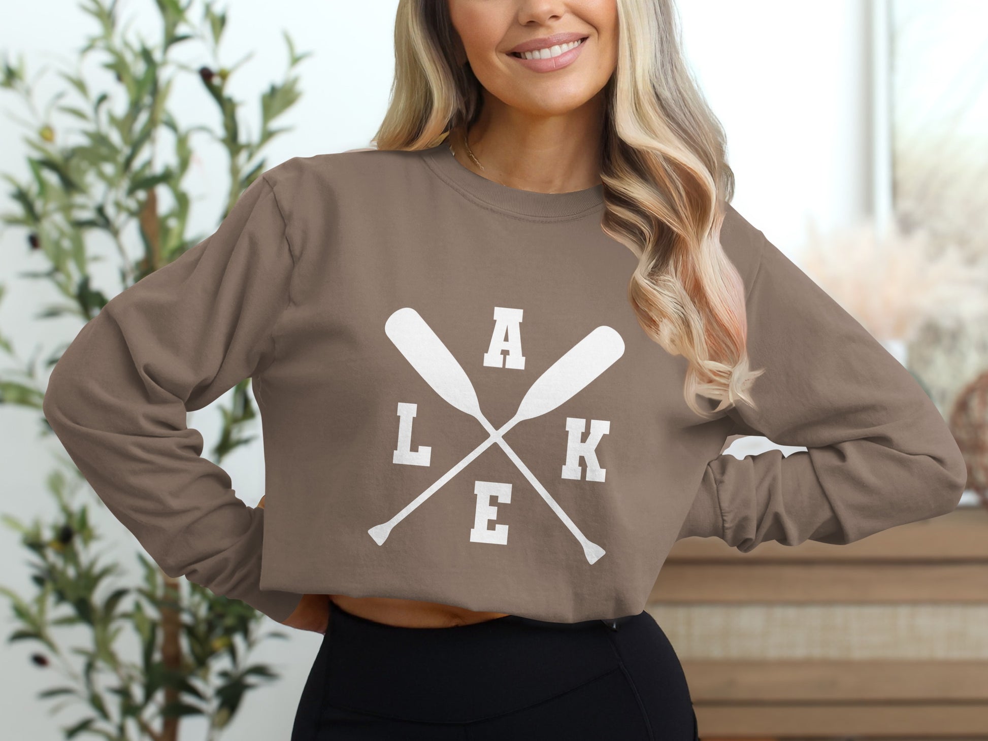 Cozy Long Sleeve Crop Top with LAKE Design Product