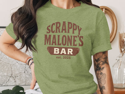 Scrappy Malone's Bar Est 2025 Vintage Logo T-Shirt | Retro Pub Graphic Tee T-shirt - Scrappy Malone's Bar 100-Proof Humor - Cloud 16 Clothing Co.