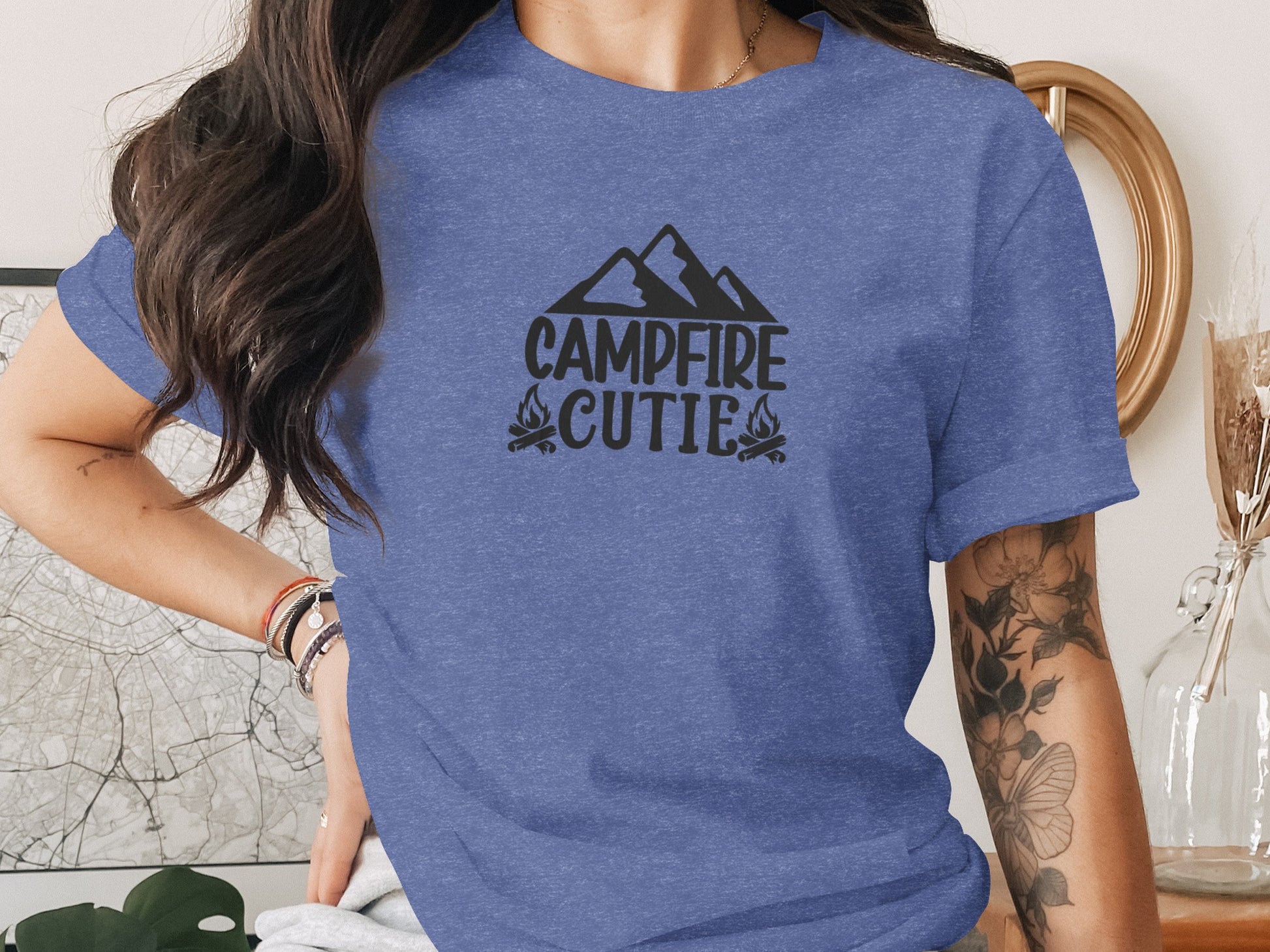 Campfire Cutie With Mountain Silhouette Graphic T-Shirt T-Shirt - Outdoor & Adventure Collection - Mile Marker 16 Gear by Cloud 16 Clothing Co.