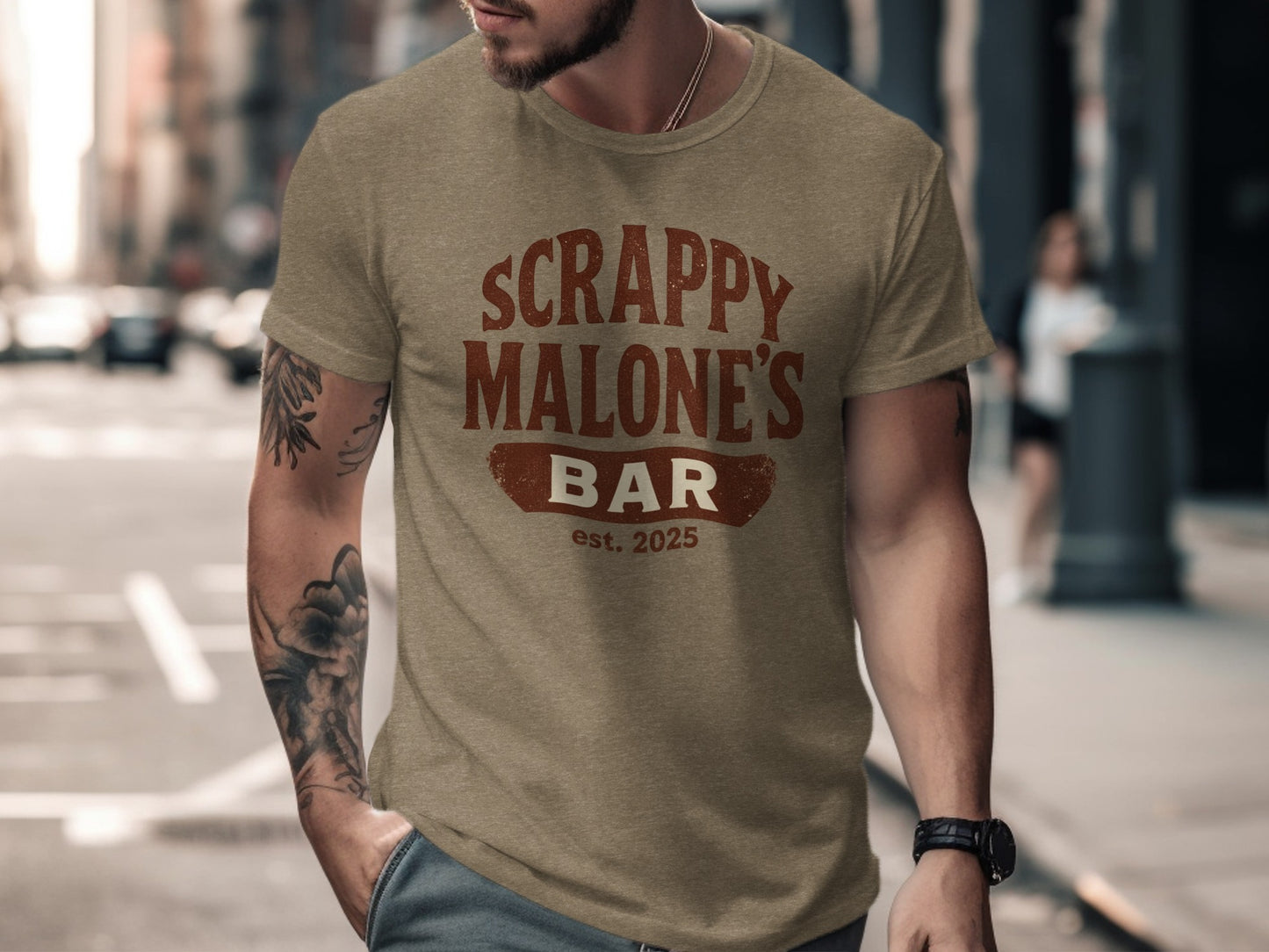Scrappy Malone's Bar Est 2025 Vintage Logo T-Shirt | Retro Pub Graphic Tee T-shirt - Scrappy Malone's Bar 100-Proof Humor - Cloud 16 Clothing Co.