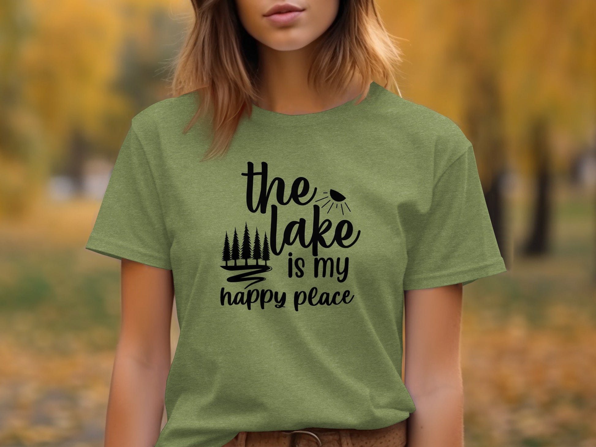 The Lake Is My Happy Place With Trees Graphic T-Shirt T-Shirt - Outdoor & Adventure Collection - Mile Marker 16 Gear by Cloud 16 Clothing Co.
