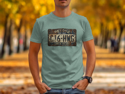 Land of the Lost Detour Plate: The Explorer's Adventure Tee: T-shirt with DETOUR EST. 1955 C16-HWG LAND OF THE LOST graphic.