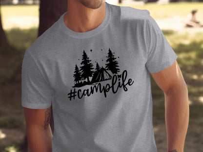 Hashtag Camplife Text Design With Camping Tent T-Shirt T-Shirt - Outdoor & Adventure Collection - Mile Marker 16 Gear by Cloud 16 Clothing Co.