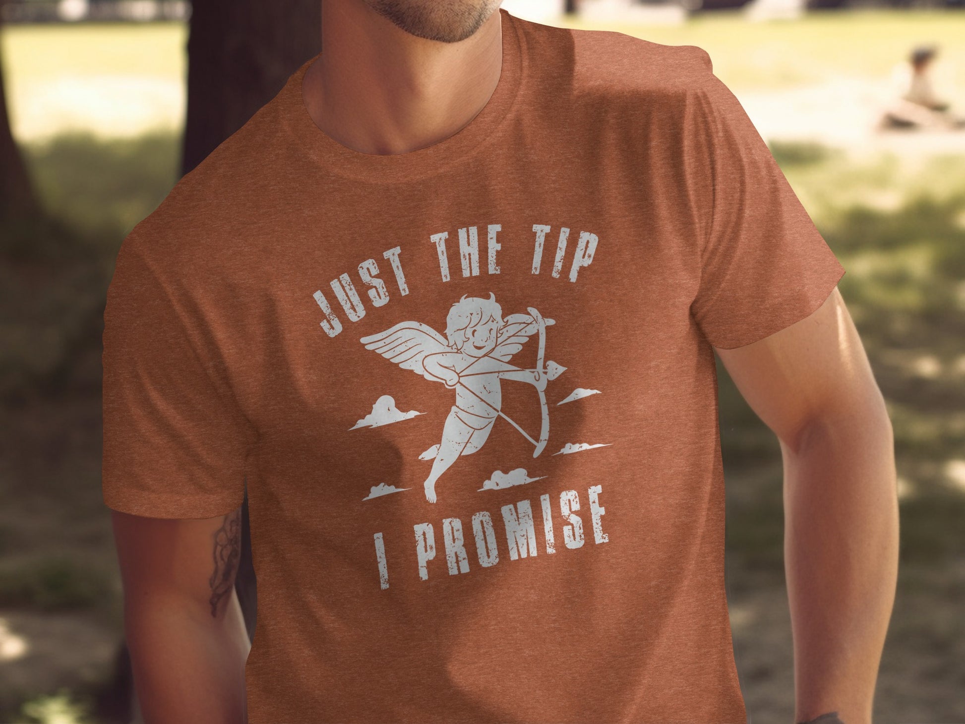 Just The Tip I Promise Funny Cupid Graphic T-Shirt