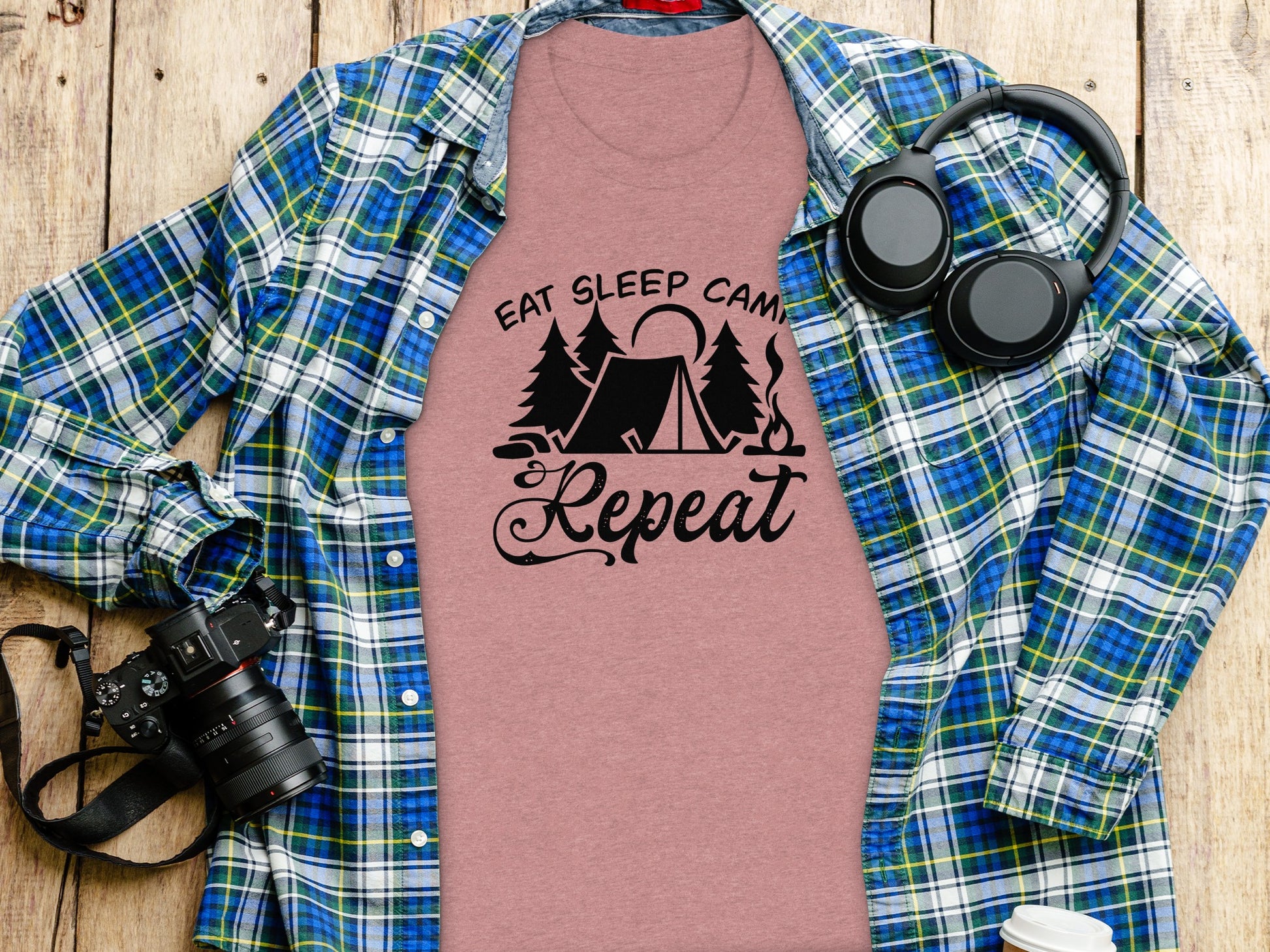 Eat Sleep Camp Repeat Adventure Graphic Camping T-Shirt T-Shirt - Outdoor & Adventure Collection - Mile Marker 16 Gear by Cloud 16 Clothing Co.