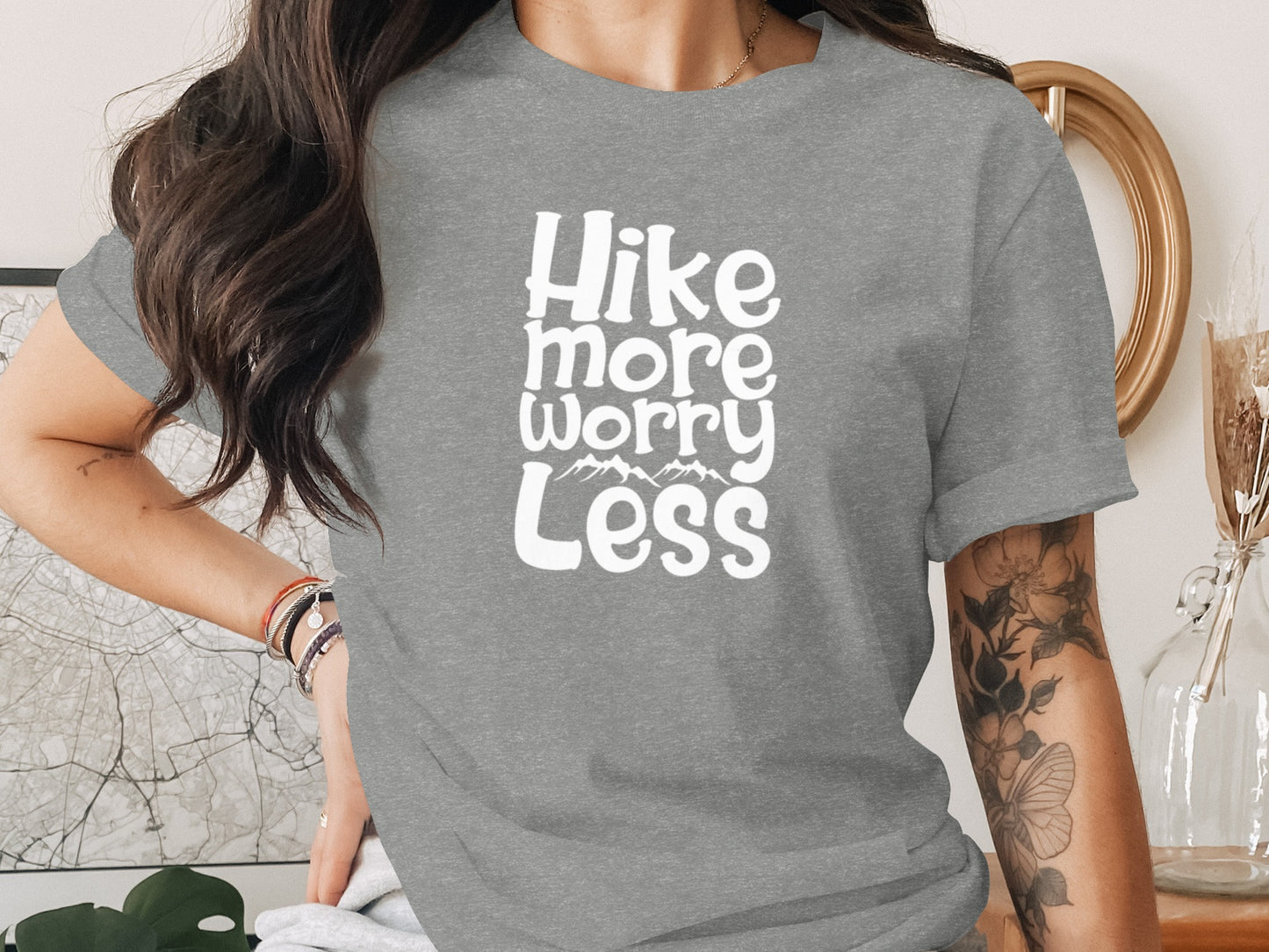 Hike More Worry Less Graphic Design Motivational T-Shirt T-Shirt - Outdoor & Adventure Collection - Mile Marker 16 Gear by Cloud 16 Clothing Co.