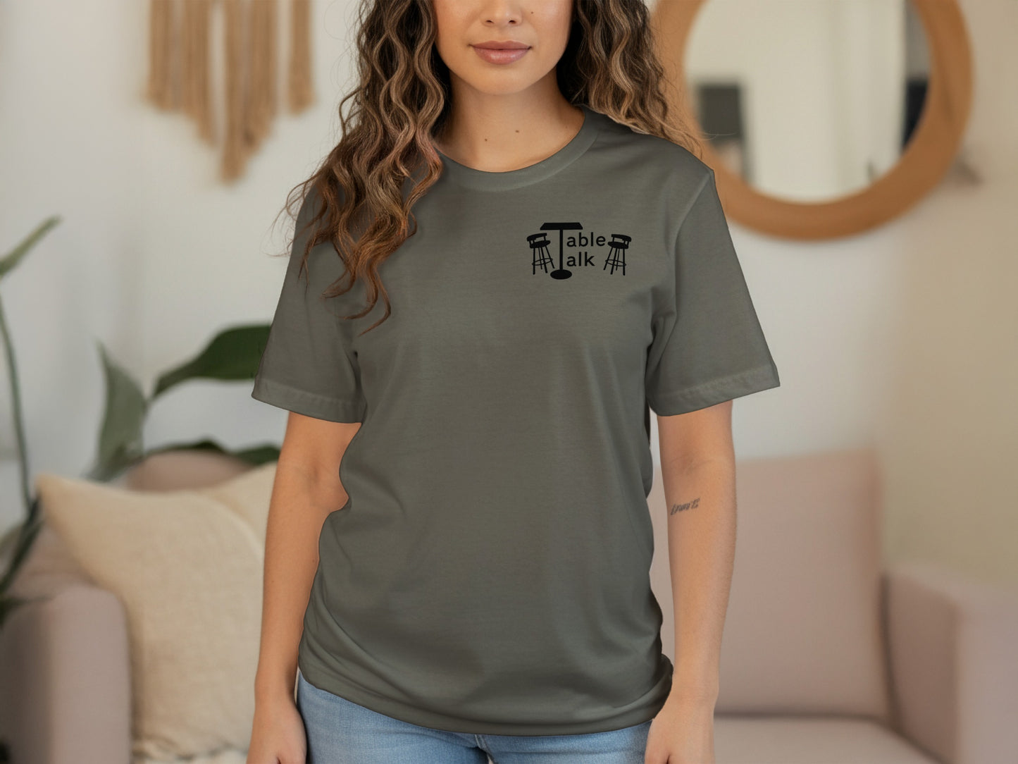 Table Talk Graphic Design Casual Tee Shirt