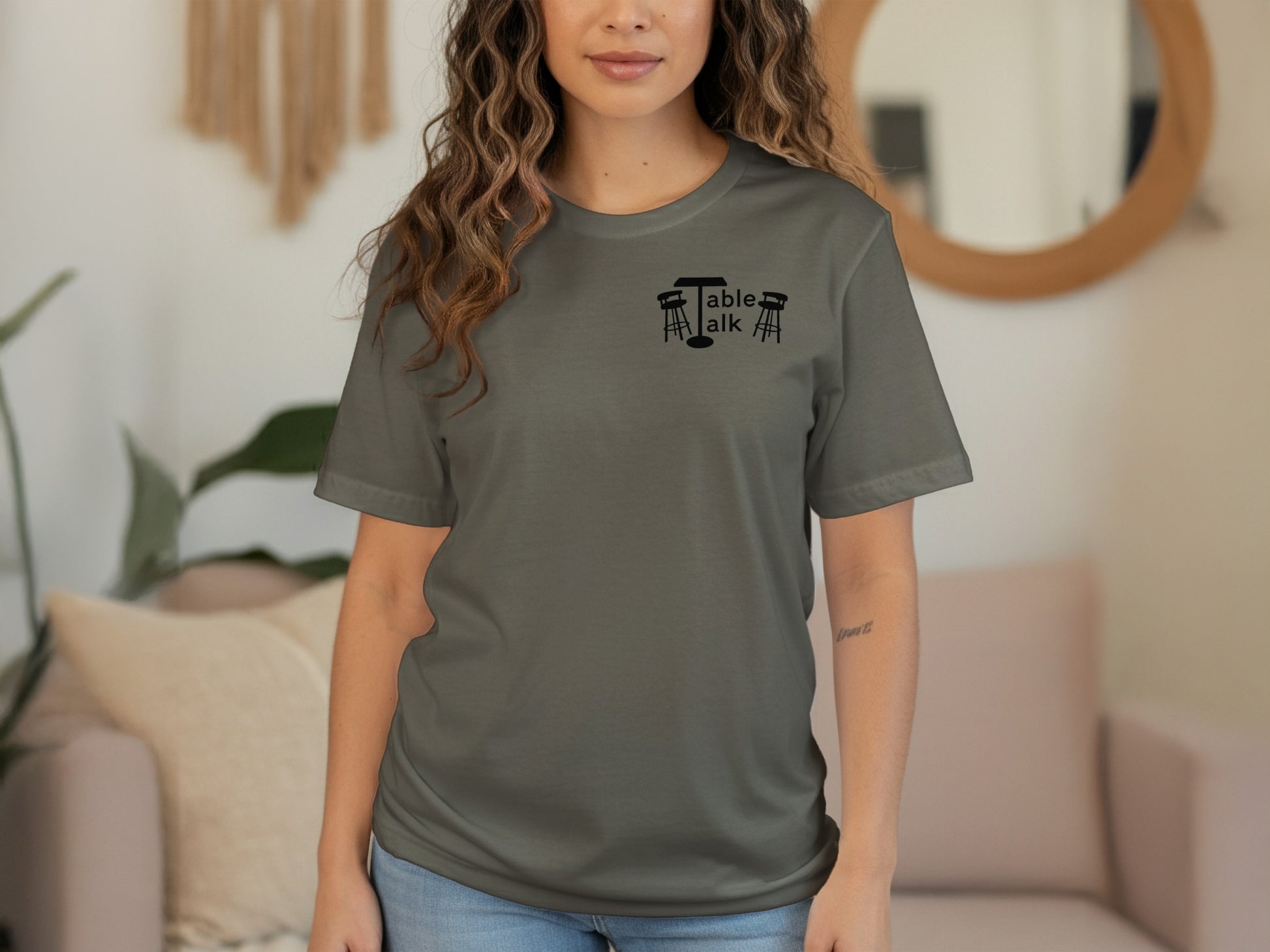 Table Talk Graphic Design Casual Tee Shirt