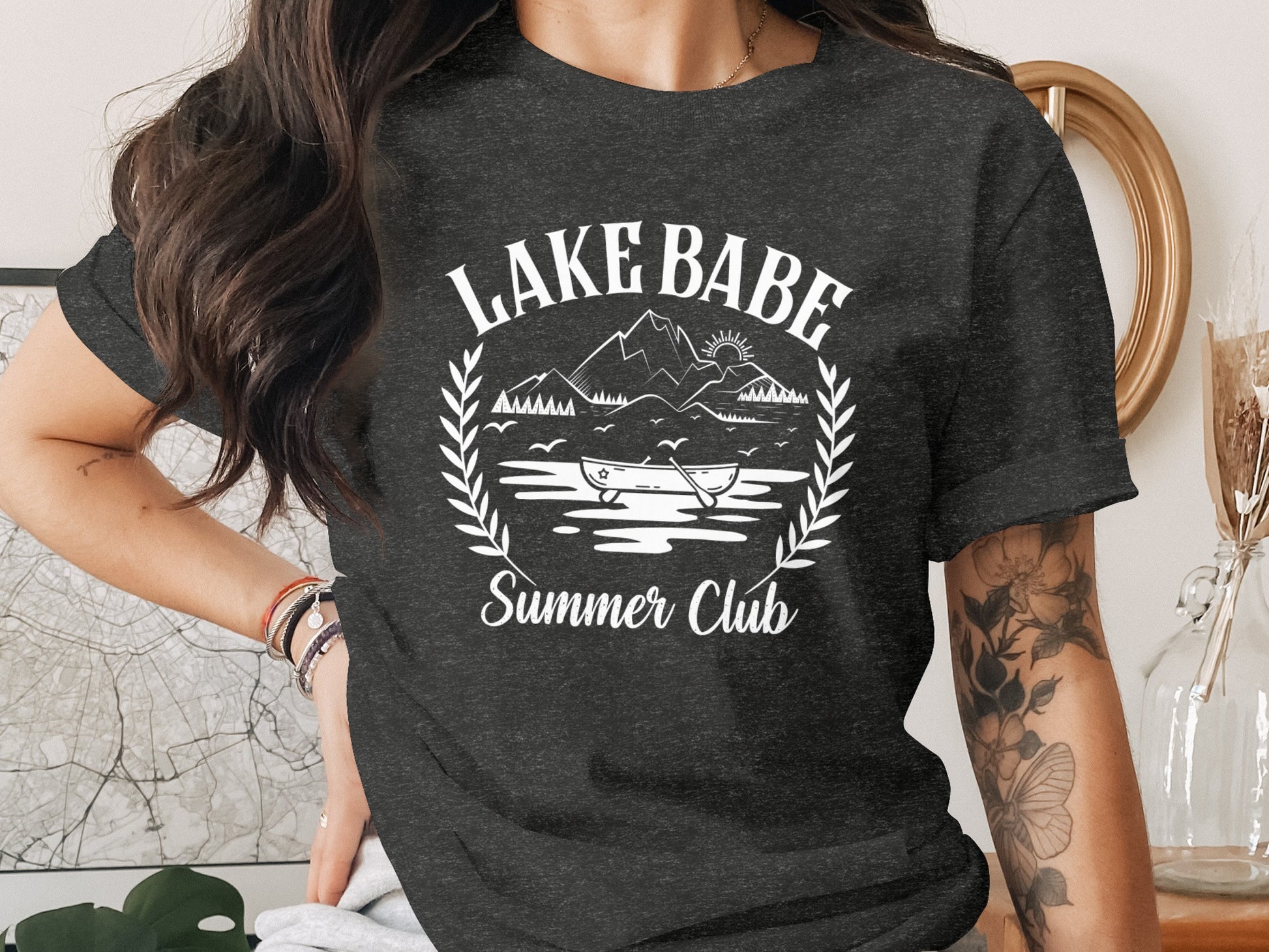 Lake Babe Summer Club with Mountain T-Shirt T-Shirt - Outdoor & Adventure Collection - Mile Marker 16 Gear by Cloud 16 Clothing Co.