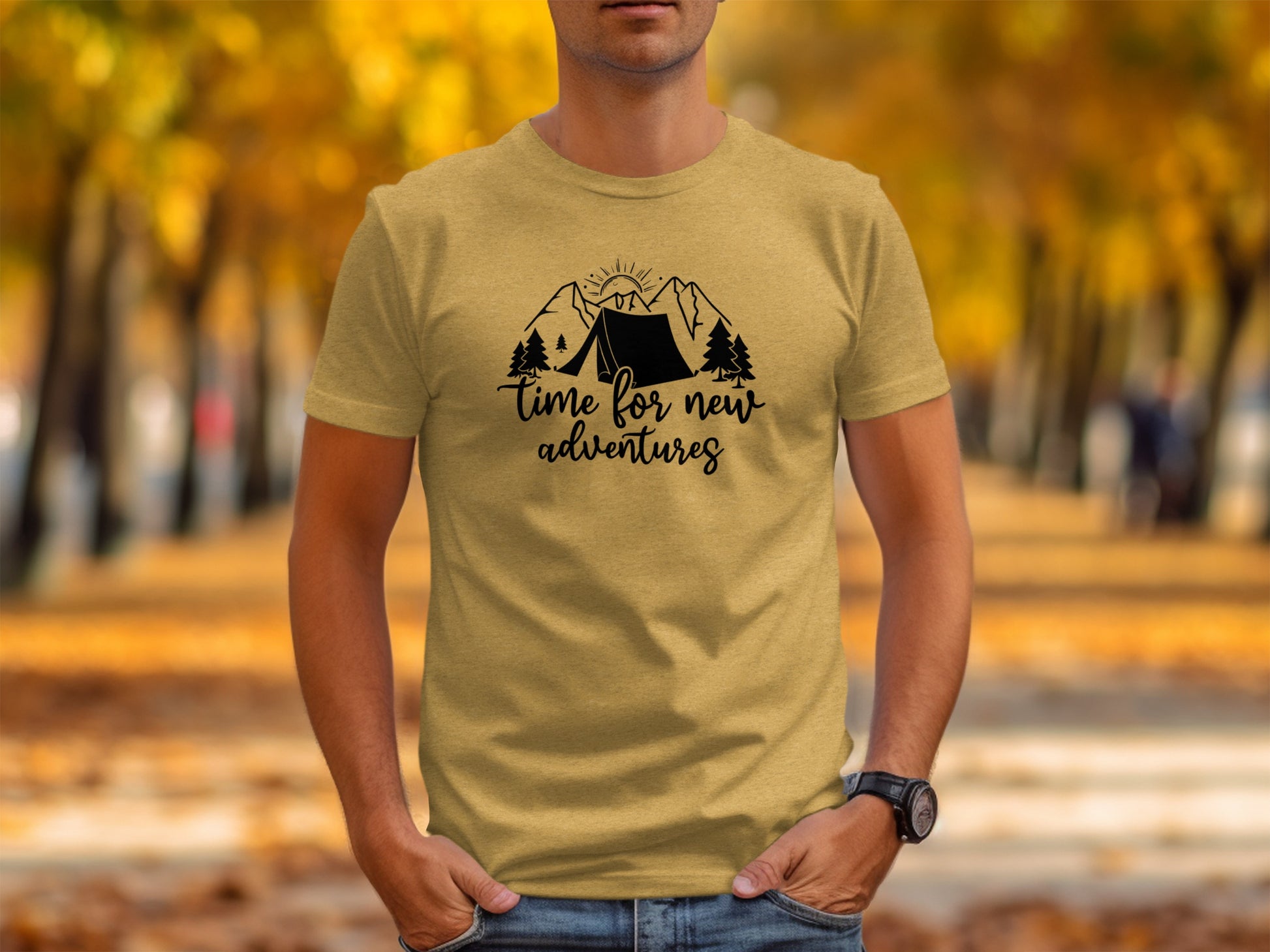 Time For New Adventures With Tent Graphic Design T-Shirt T-Shirt - Outdoor & Adventure Collection - Mile Marker 16 Gear by Cloud 16 Clothing Co.