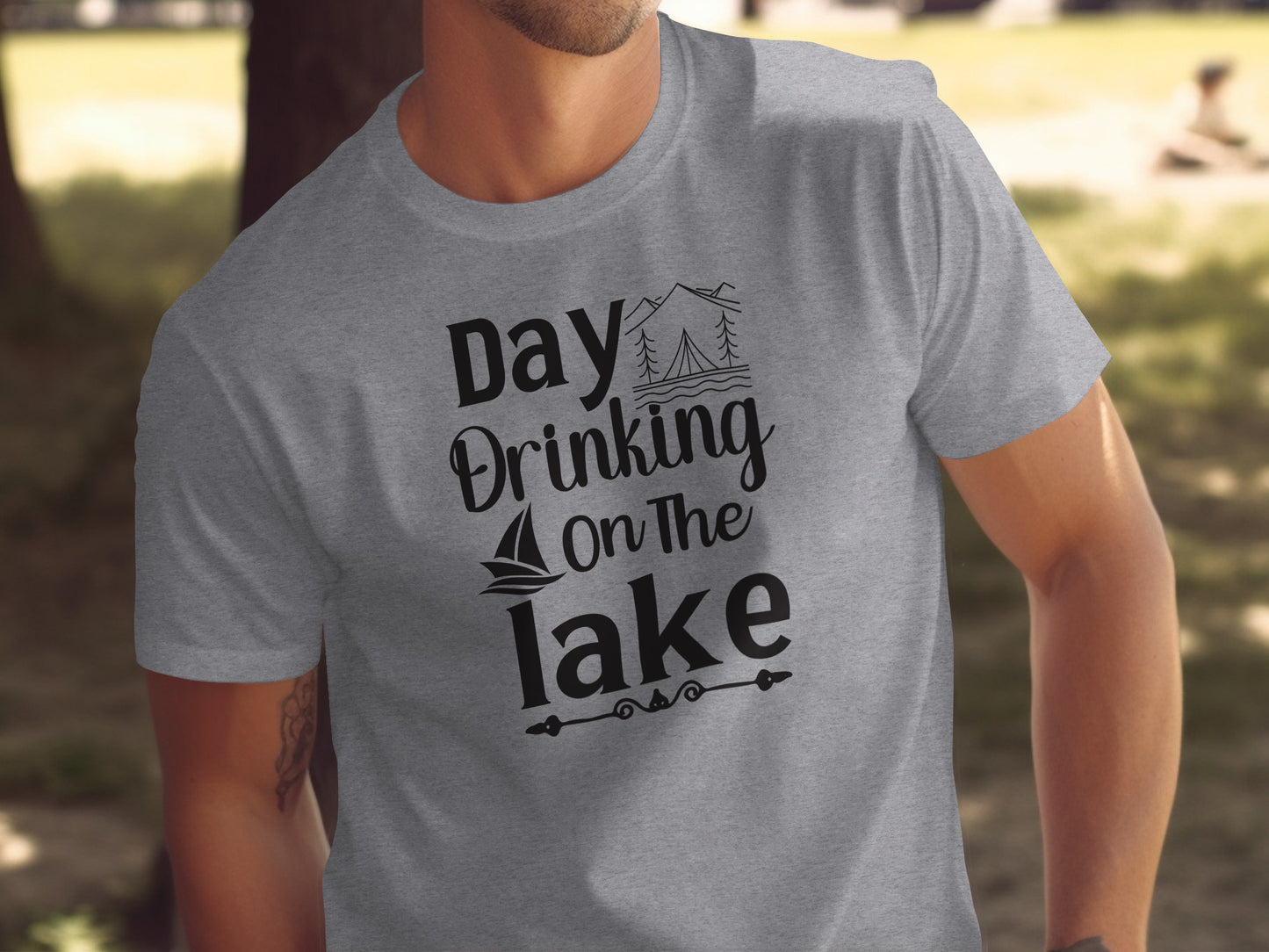 Day Drinking On The Lake Fun Vacation Graphic T-Shirt T-Shirt - Outdoor & Adventure Collection - Mile Marker 16 Gear by Cloud 16 Clothing Co.