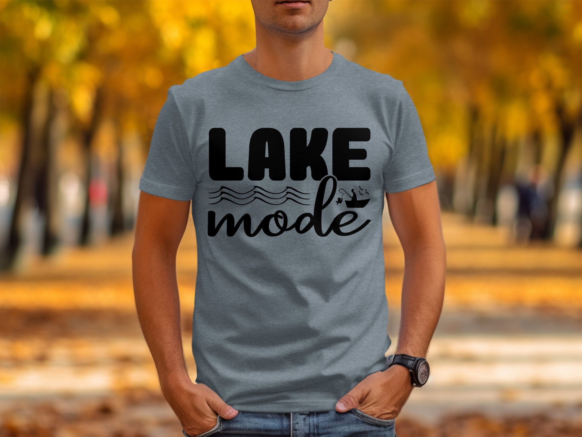 Lake Mode With Fishing Design Graphic Great Outdoors T-Shirt T-Shirt - Outdoor & Adventure Collection - Mile Marker 16 Gear by Cloud 16 Clothing Co.